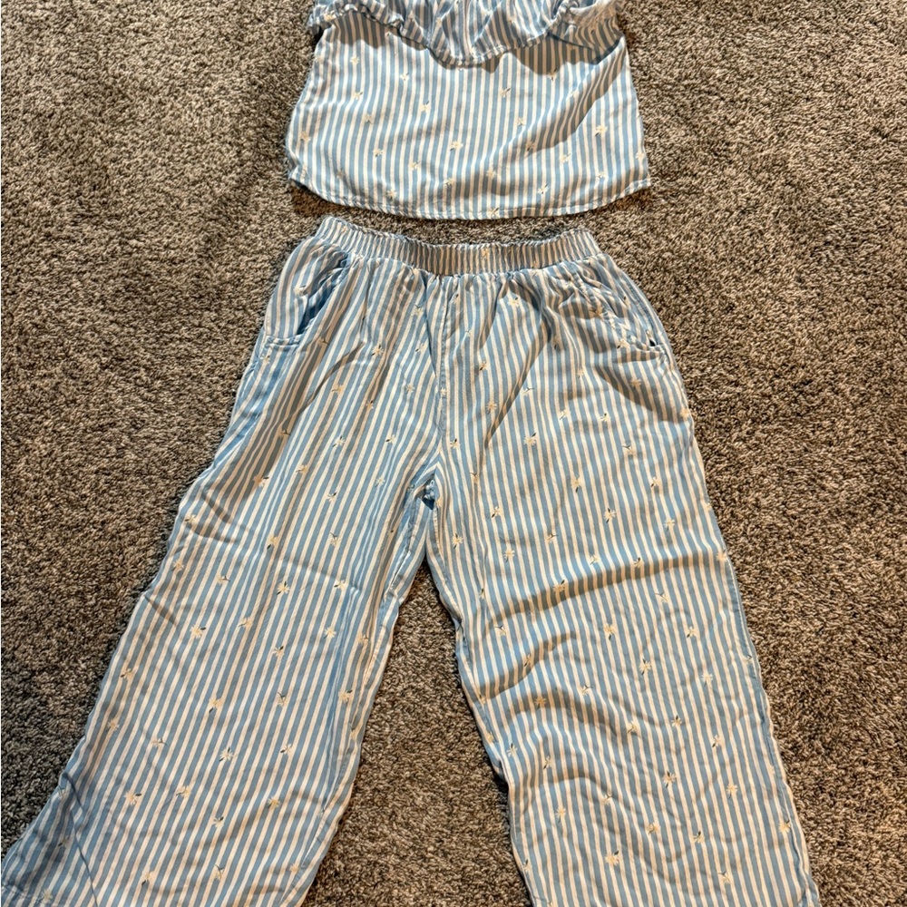 Maurices Blue and White Striped 2 piece outfit